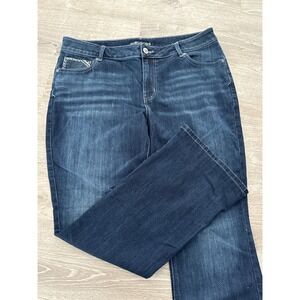 Maurices Ashlyn Bootcut Jeans Dark Wash Embellished Pockets Size 18W Regular